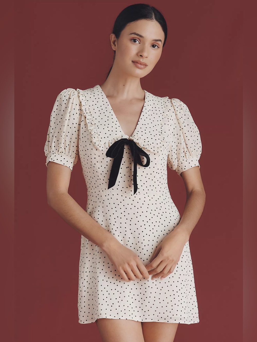 Reformation Kaylia Puff-Sleeve Mini Dress – Size 10
